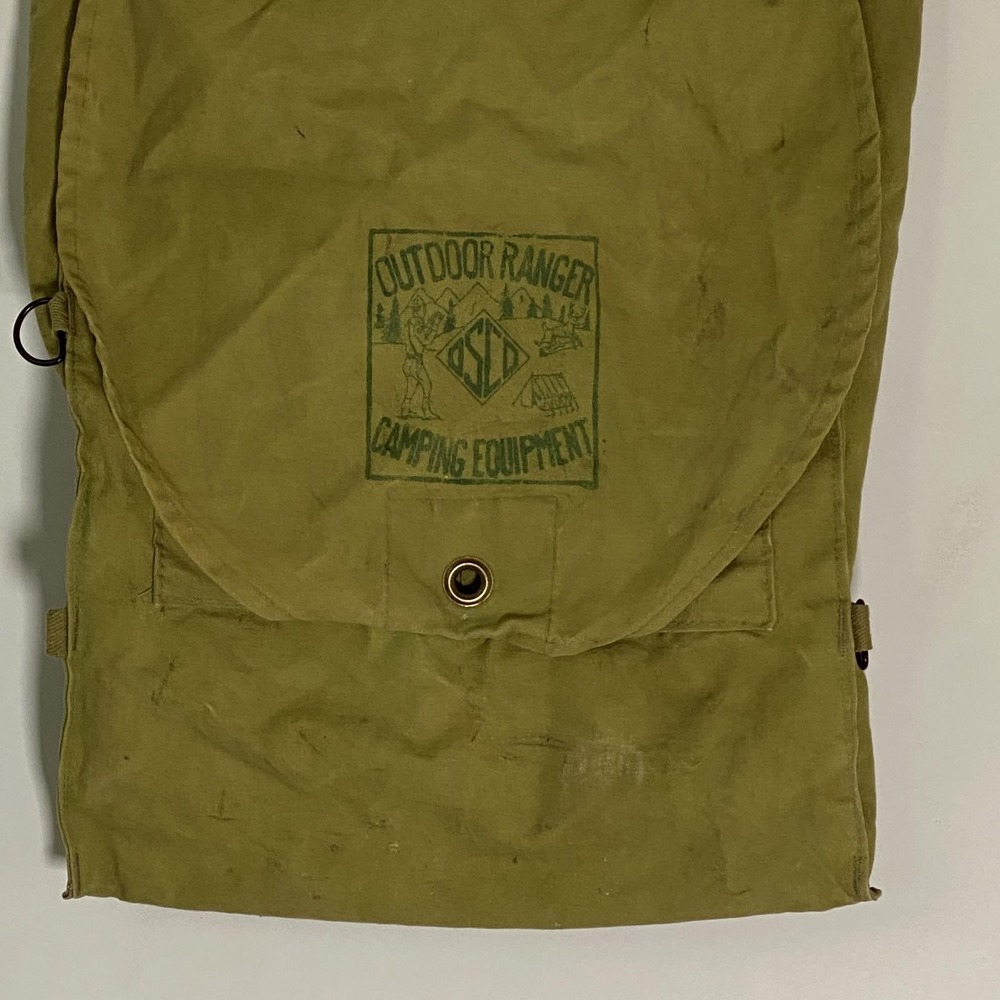 Vintage Outdoor Ranger Canvas Shoulder Bag Green Camping Pack Rucksack One Size - Picture 3 of 14